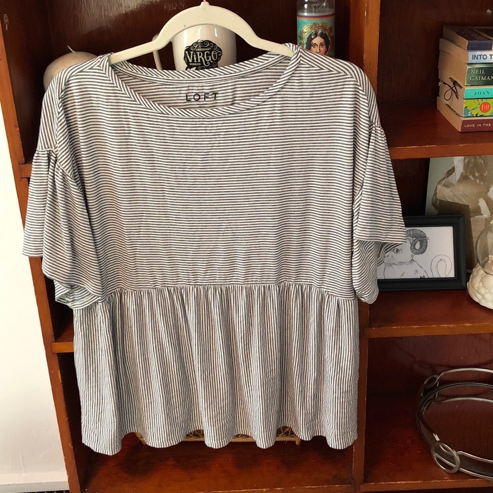 LOFT striped drop shoulder peplum tee